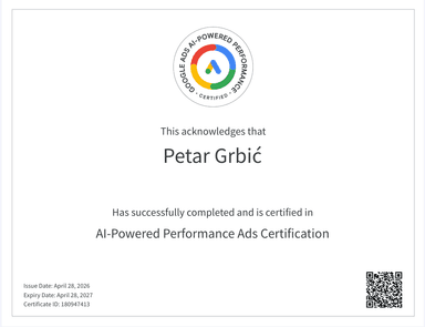 AI Performance Certificate