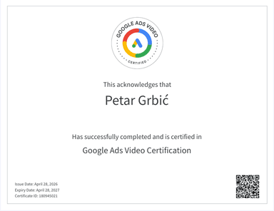 Video Certificate